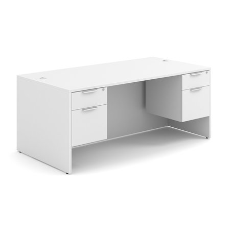 OFFICESOURCE OS Laminate Collection Double 3/4 Pedestal Desk - 71'' x 36'' DBLHDPL101WH